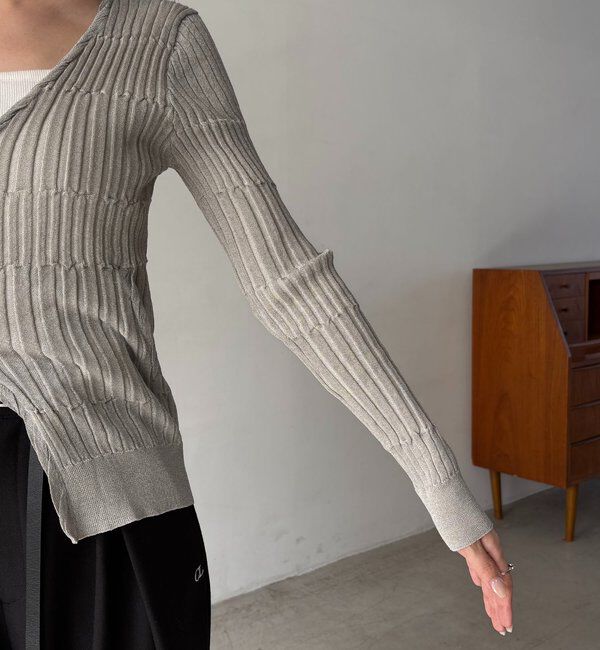  「バイカラーリブカーディガン」|カーディガン|