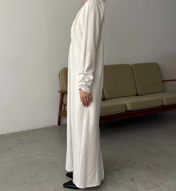  「【低身長サイズあり】ウェーブネックギャザーワンピース」|ワンピース|