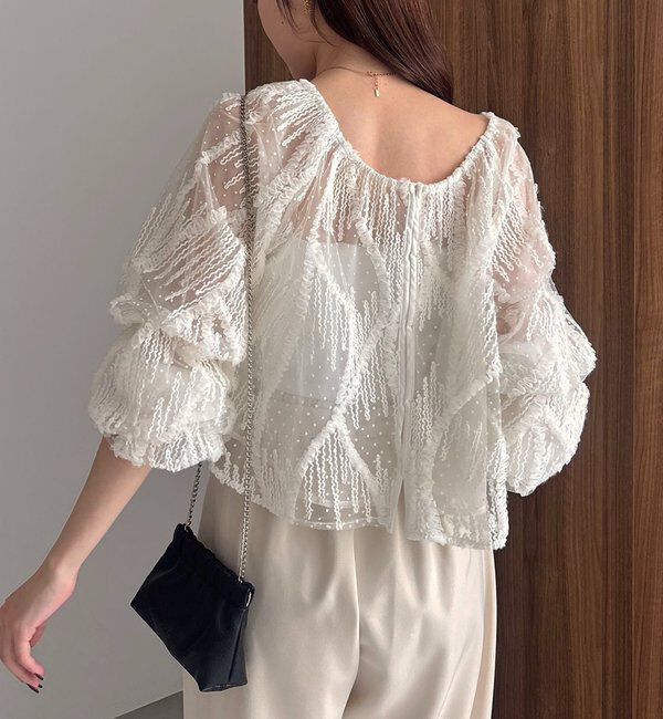  「【yuu企画】ジャガードシアーブラウス」|シャツ・ブラウス|