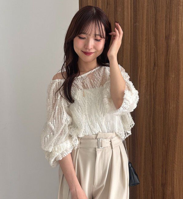  「【yuu企画】ジャガードシアーブラウス」|シャツ・ブラウス|