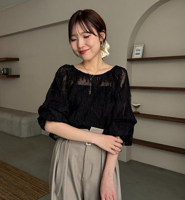  「【yuu企画】ジャガードシアーブラウス」|シャツ・ブラウス|