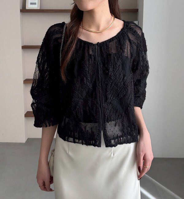  「【yuu企画】ジャガードシアーブラウス」|シャツ・ブラウス|