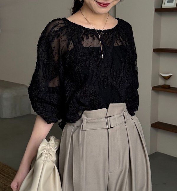  「【yuu企画】ジャガードシアーブラウス」|シャツ・ブラウス|