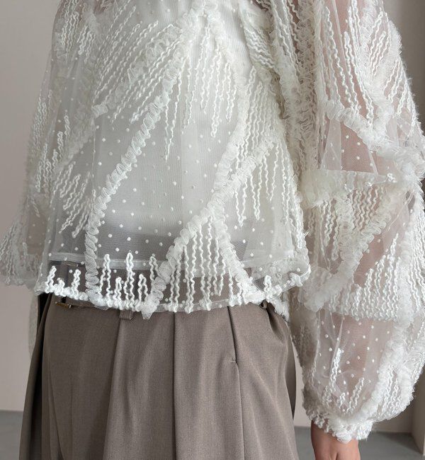  「【yuu企画】ジャガードシアーブラウス」|シャツ・ブラウス|