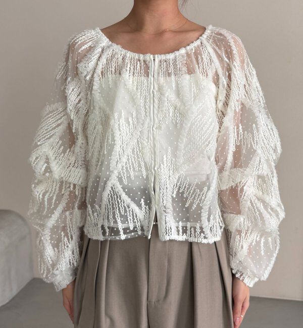  「【yuu企画】ジャガードシアーブラウス」|シャツ・ブラウス|