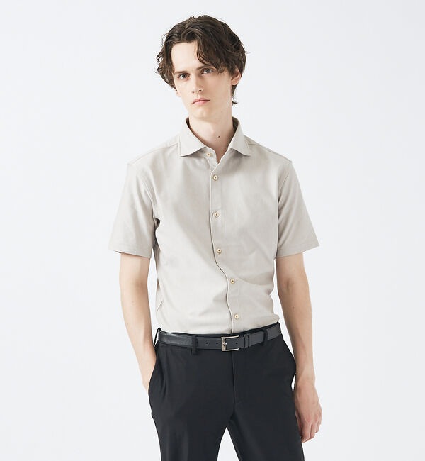 ABAHOUSE「【FLEX】36Gモックロディ【半袖シャツ】」|シャツ・ブラウス|ベージュ