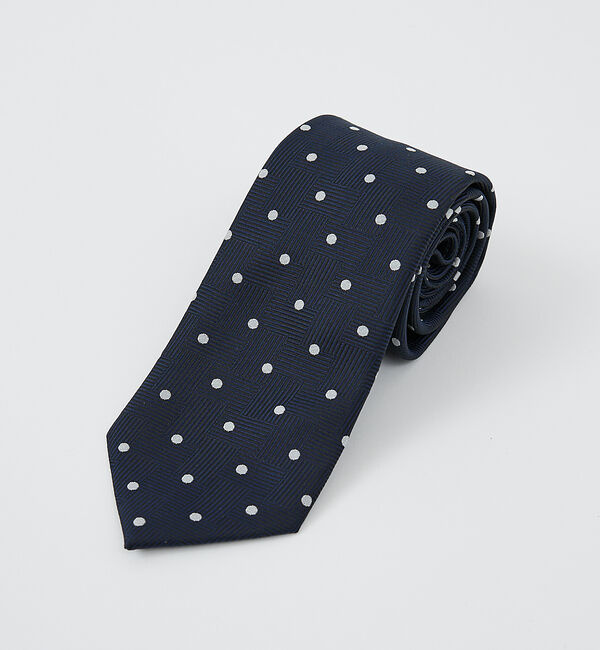 ABAHOUSE「【ウォッシャブル】ドットヘリンボン ネクタイ」|ネクタイ・蝶ネクタイ|ネイビー