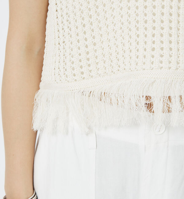 Rouge vif「メッシュニットフリンジショートプルオーバー」|ニット・セーター|