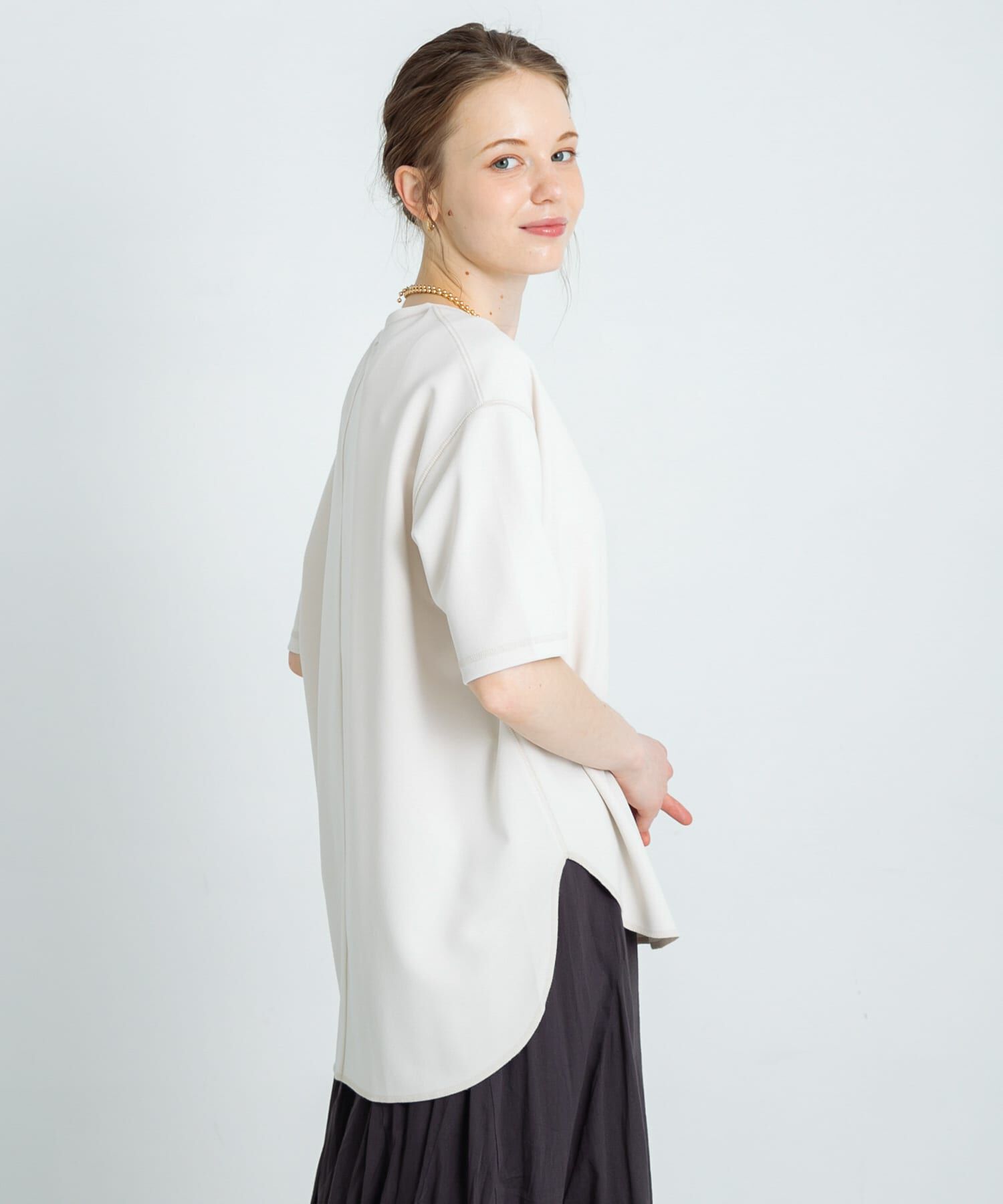 Sonny Label 「カットジョーゼットハーフスリーブプルオーバー」|Tシャツ・カットソー|グレー系その他