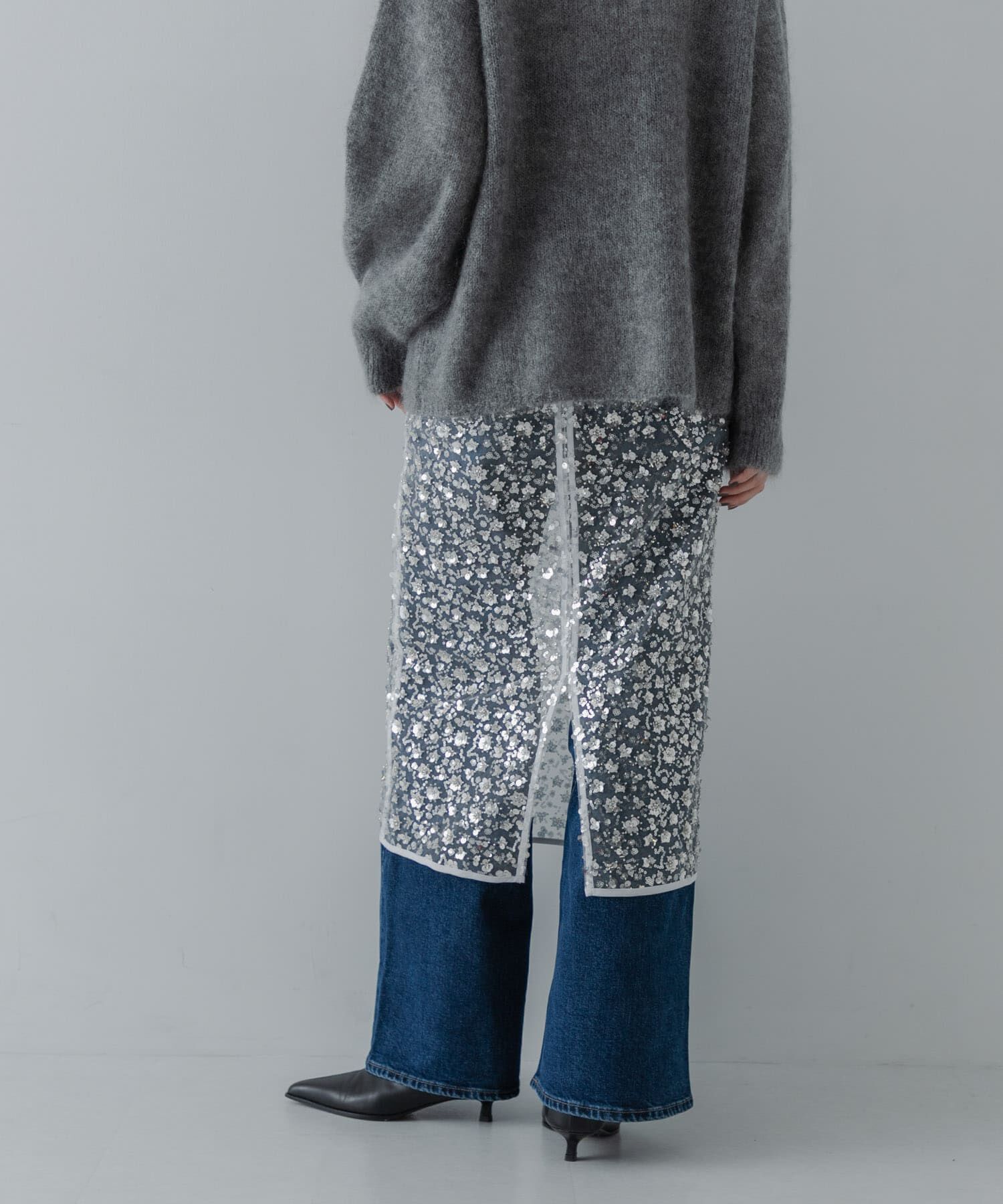 URBAN RESEARCH「スパンコールチュールレイヤードスカート」|スカート|