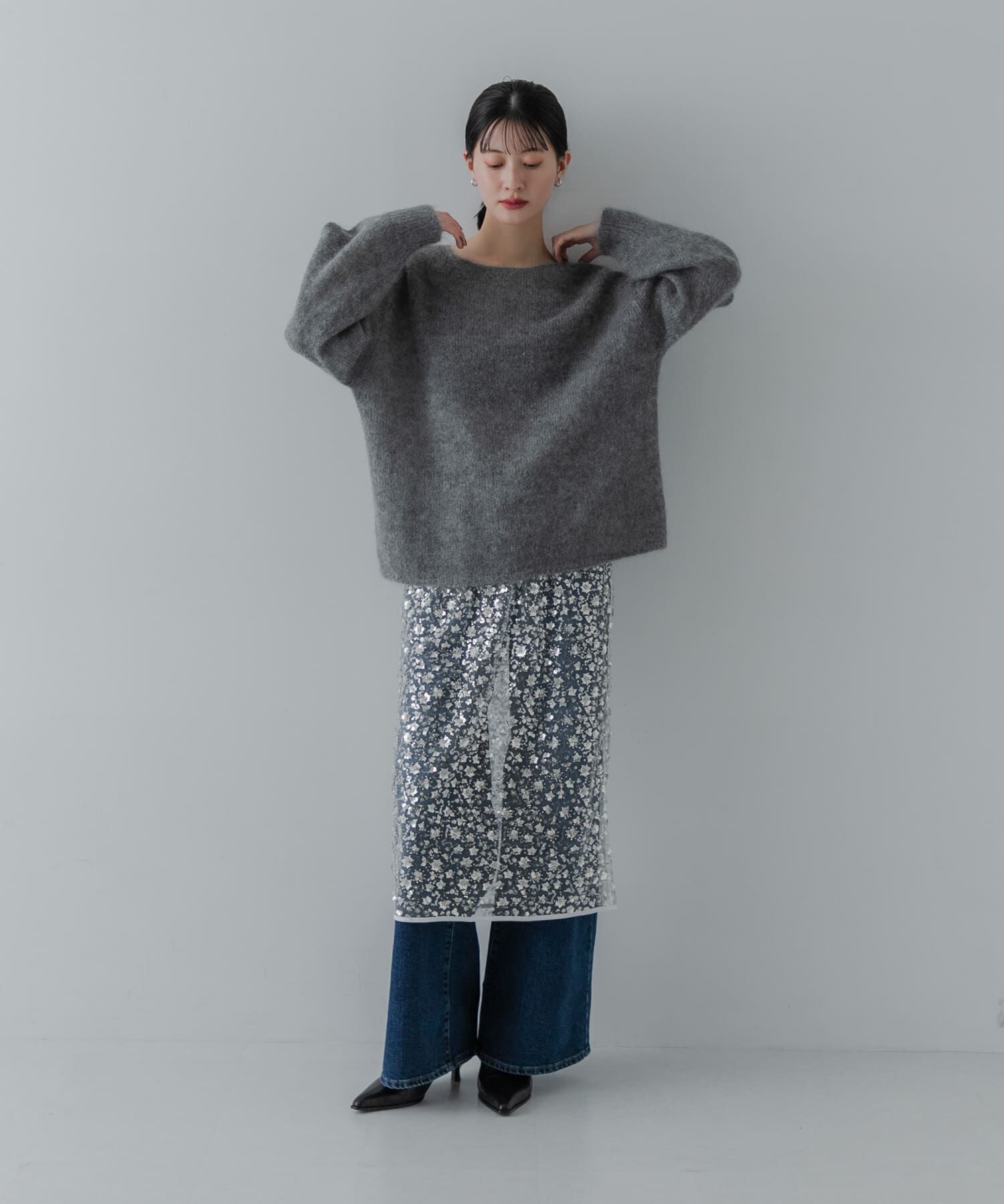 URBAN RESEARCH「スパンコールチュールレイヤードスカート」|スカート|