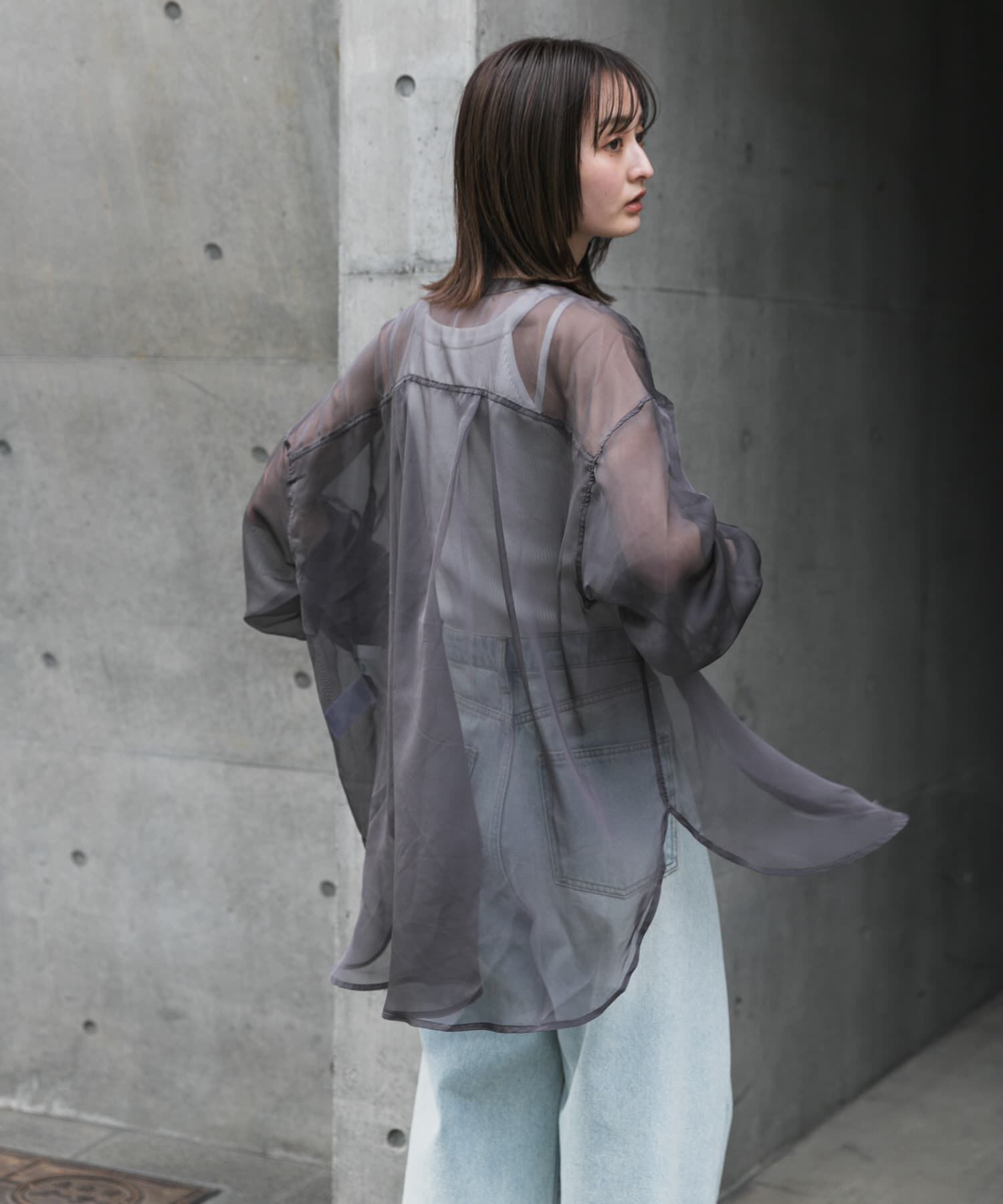 SENSE OF PLACE by URBAN RESEARCH「バンドカラーシャンブレーシアーシャツ」|シャツ・ブラウス|