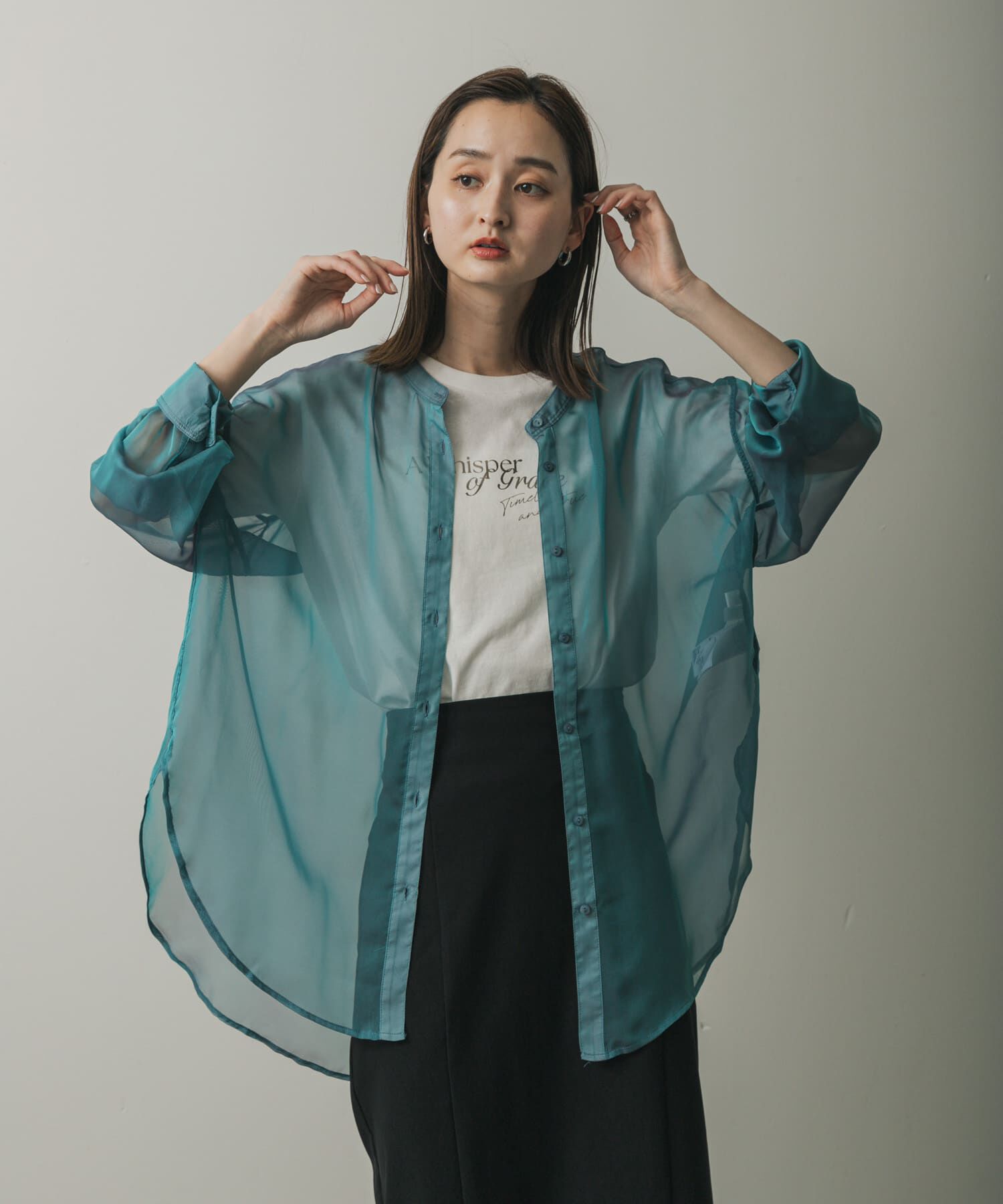 SENSE OF PLACE by URBAN RESEARCH「バンドカラーシャンブレーシアーシャツ」|シャツ・ブラウス|