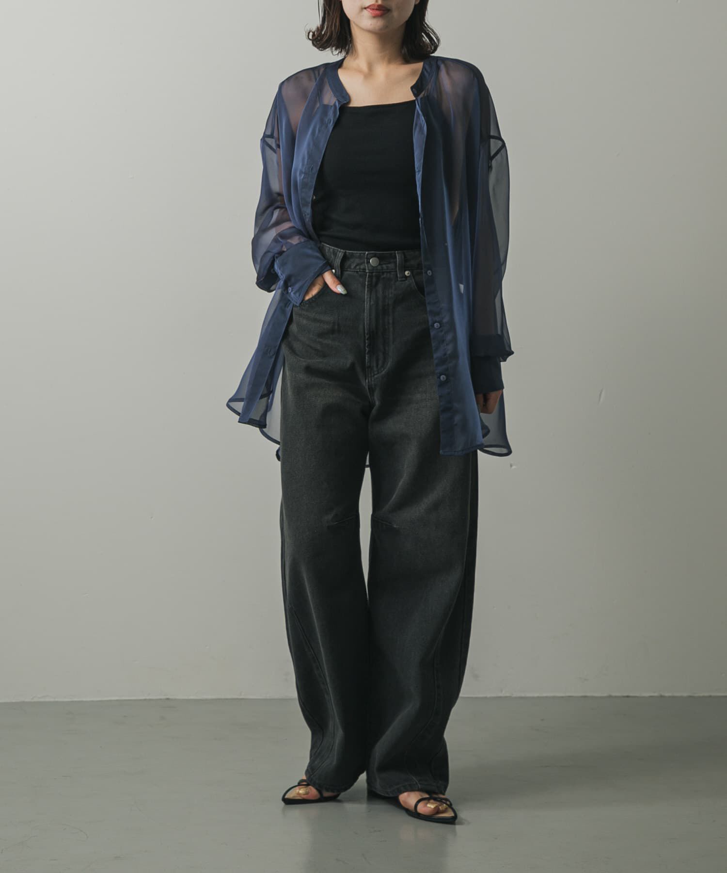 SENSE OF PLACE by URBAN RESEARCH「バンドカラーシャンブレーシアーシャツ」|シャツ・ブラウス|