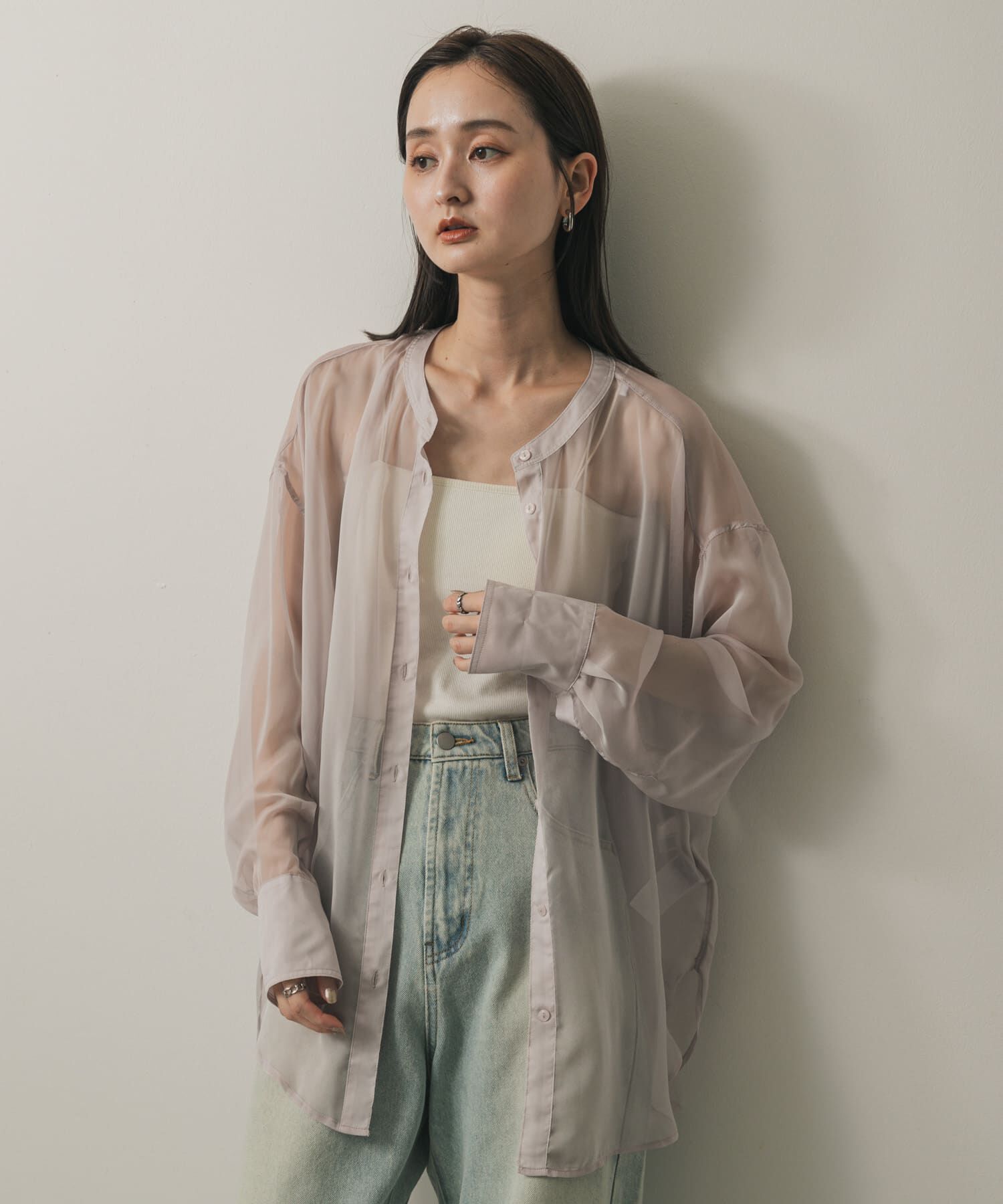 SENSE OF PLACE by URBAN RESEARCH「バンドカラーシャンブレーシアーシャツ」|シャツ・ブラウス|