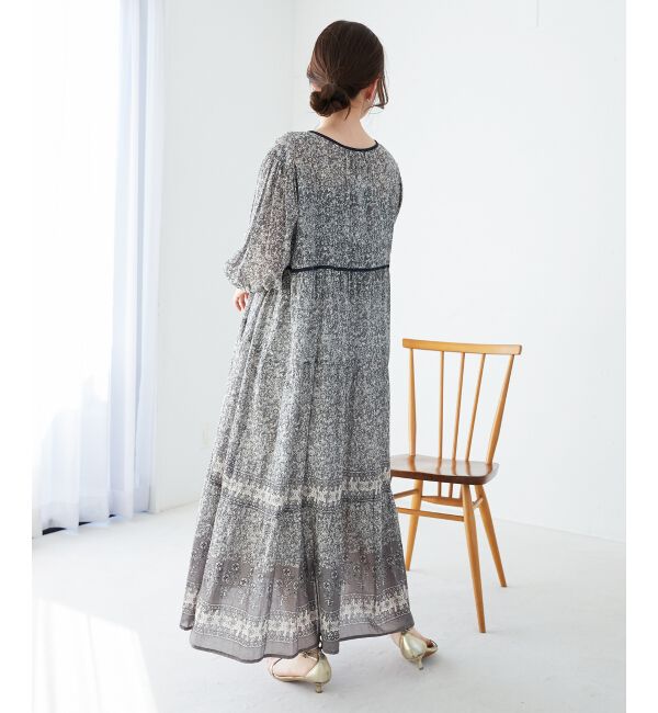  「Fanakaパイピングフラワー柄ワンピ」|ワンピース|