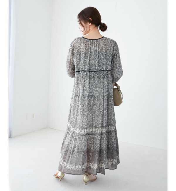  「Fanakaパイピングフラワー柄ワンピ」|ワンピース|