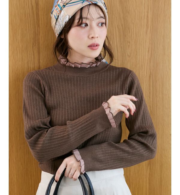  「《手洗い可能》シアーフリルリブニット」|ニット・セーター|