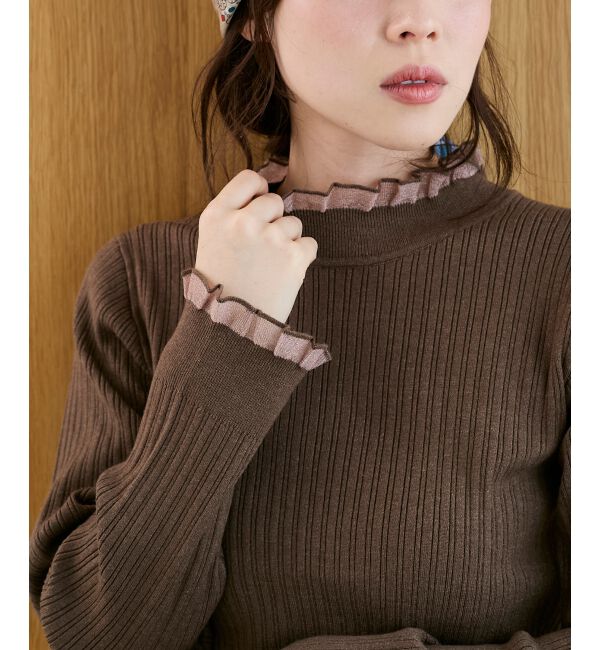  「《手洗い可能》シアーフリルリブニット」|ニット・セーター|