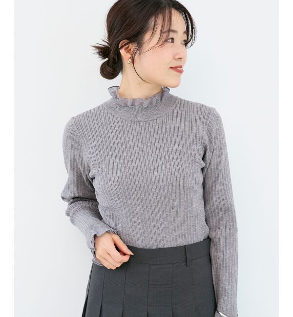  「《手洗い可能》シアーフリルリブニット」|ニット・セーター|