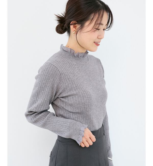  「《手洗い可能》シアーフリルリブニット」|ニット・セーター|