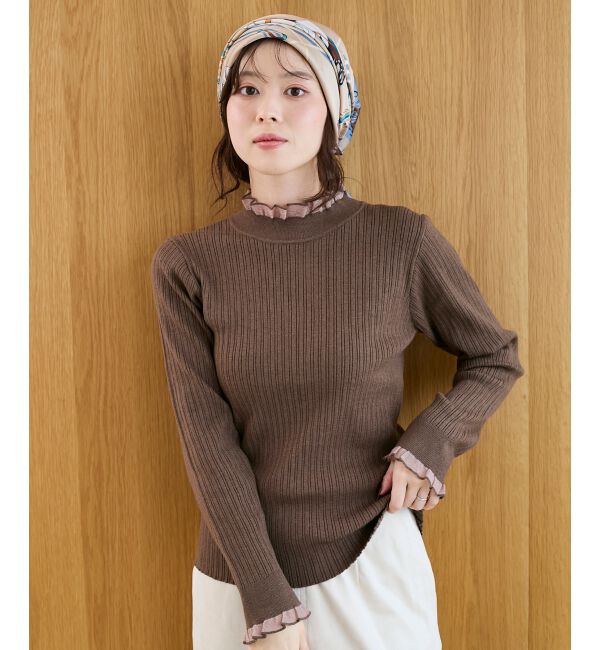  「《手洗い可能》シアーフリルリブニット」|ニット・セーター|