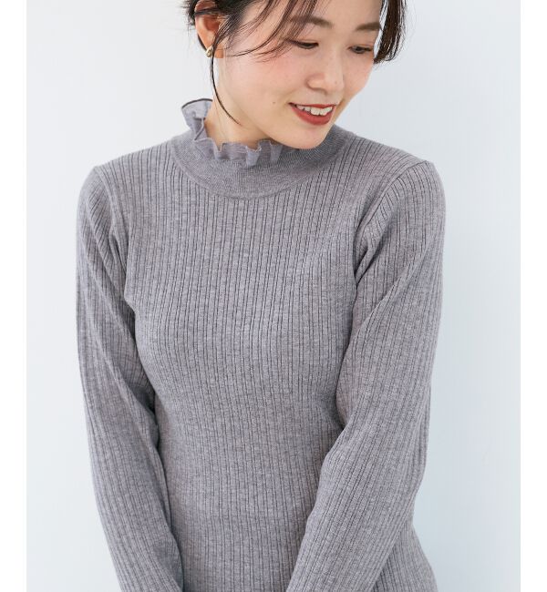  「《手洗い可能》シアーフリルリブニット」|ニット・セーター|