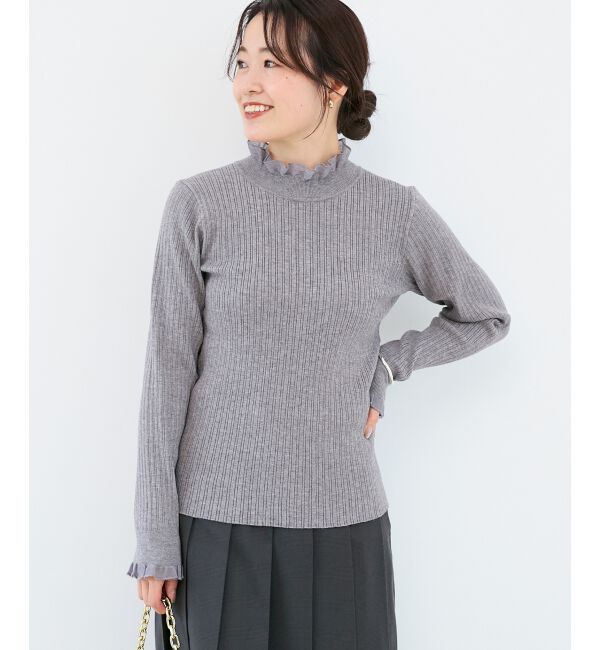  「《手洗い可能》シアーフリルリブニット」|ニット・セーター|