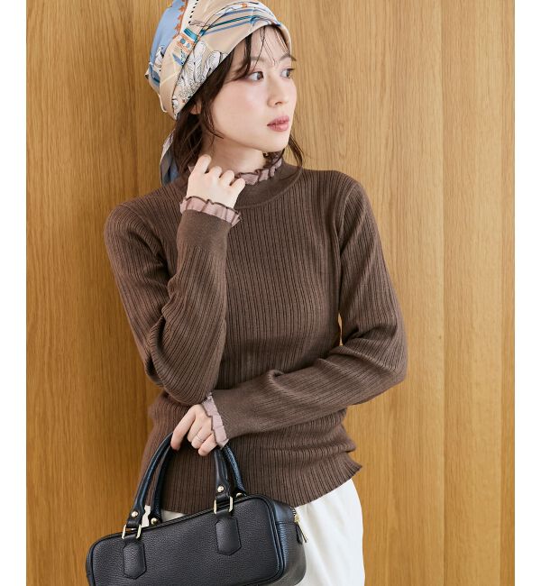  「《手洗い可能》シアーフリルリブニット」|ニット・セーター|