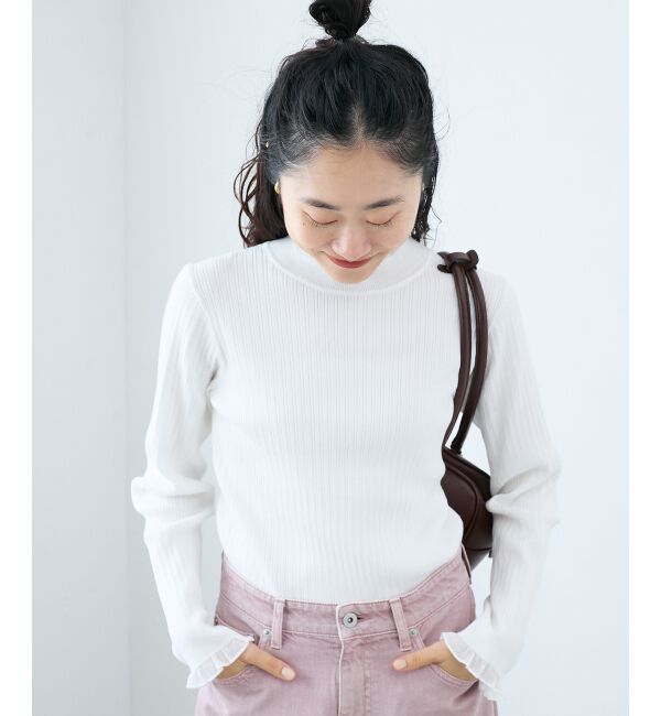  「《手洗い可能》シアーフリルリブニット」|ニット・セーター|