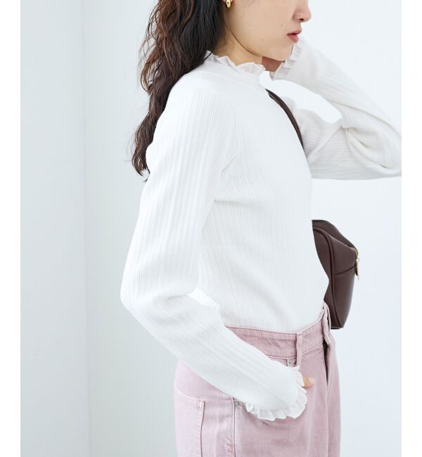  「《手洗い可能》シアーフリルリブニット」|ニット・セーター|