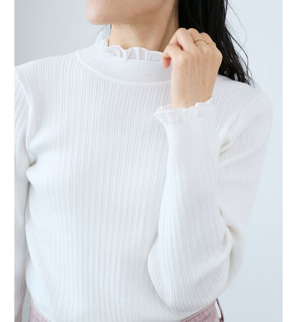  「《手洗い可能》シアーフリルリブニット」|ニット・セーター|