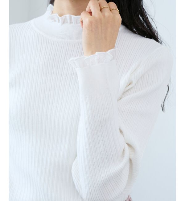  「《手洗い可能》シアーフリルリブニット」|ニット・セーター|