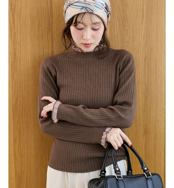  「《手洗い可能》シアーフリルリブニット」|ニット・セーター|