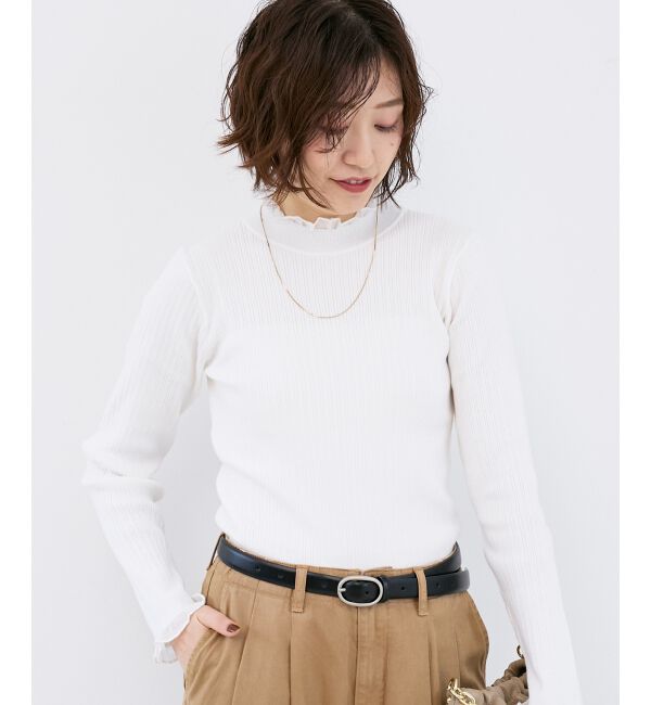  「《手洗い可能》シアーフリルリブニット」|ニット・セーター|