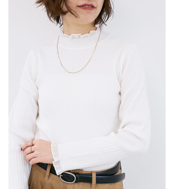  「《手洗い可能》シアーフリルリブニット」|ニット・セーター|