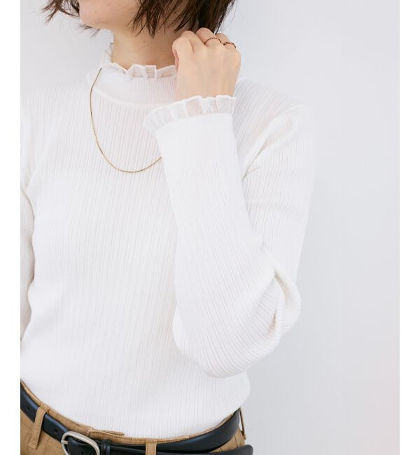  「《手洗い可能》シアーフリルリブニット」|ニット・セーター|