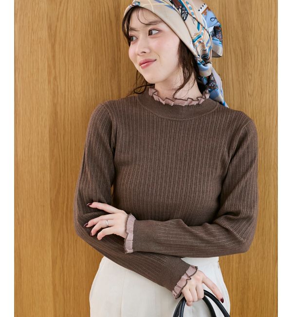  「《手洗い可能》シアーフリルリブニット」|ニット・セーター|