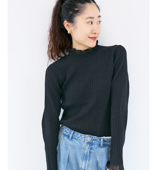  「《手洗い可能》シアーフリルリブニット」|ニット・セーター|