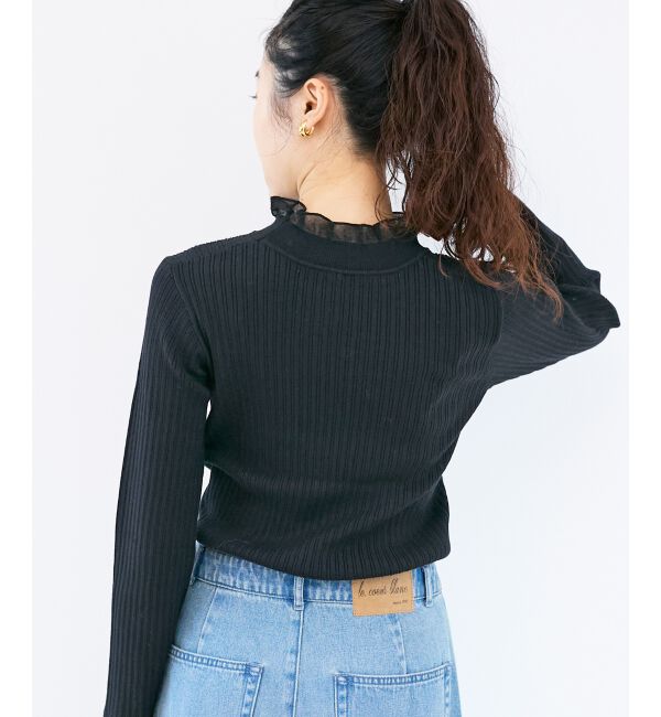  「《手洗い可能》シアーフリルリブニット」|ニット・セーター|