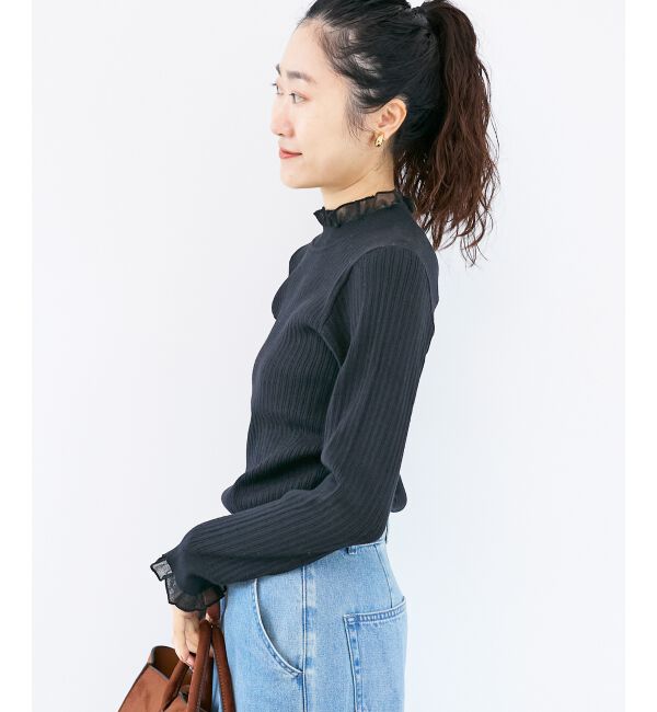  「《手洗い可能》シアーフリルリブニット」|ニット・セーター|