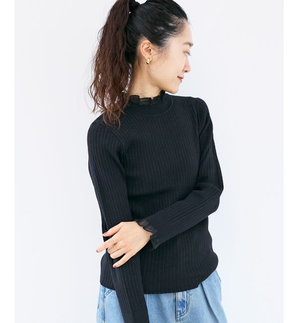  「《手洗い可能》シアーフリルリブニット」|ニット・セーター|