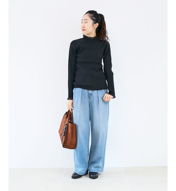  「《手洗い可能》シアーフリルリブニット」|ニット・セーター|