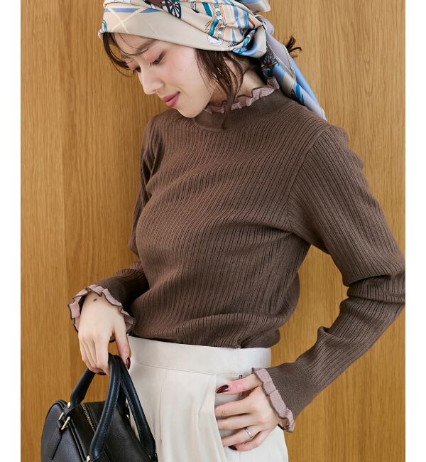  「《手洗い可能》シアーフリルリブニット」|ニット・セーター|