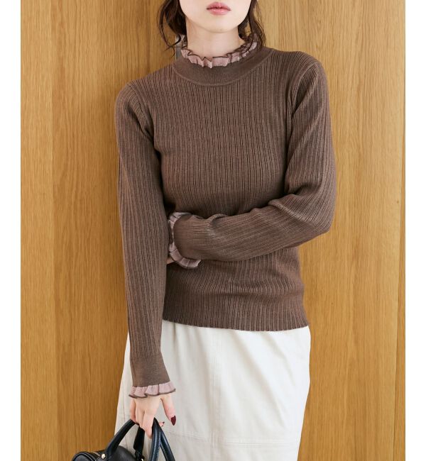  「《手洗い可能》シアーフリルリブニット」|ニット・セーター|