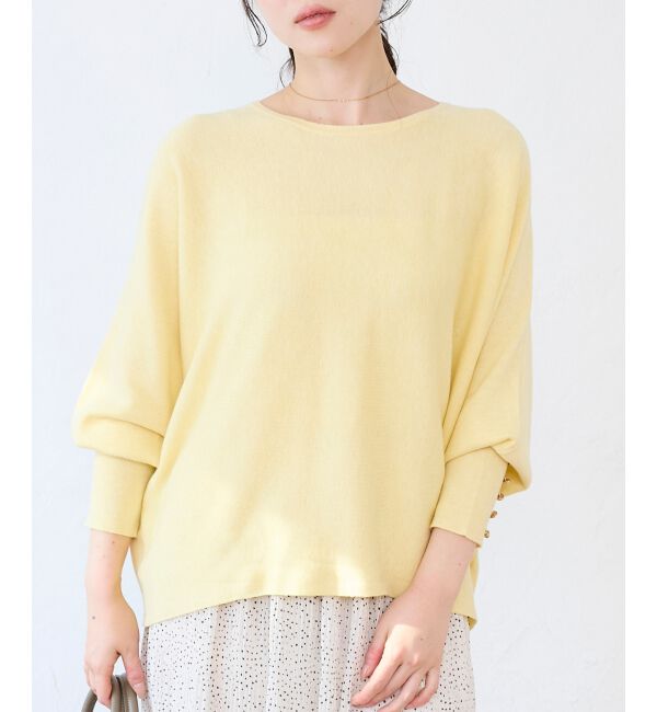  「《手洗い可能》ジュエリーボタンスリーブニット」|ニット・セーター|