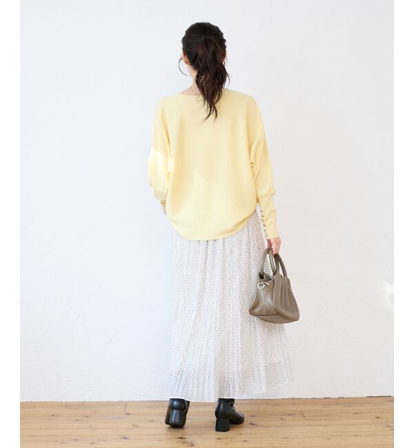  「《手洗い可能》ジュエリーボタンスリーブニット」|ニット・セーター|