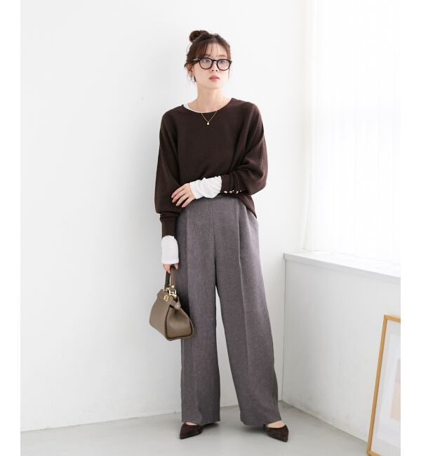  「《手洗い可能》ジュエリーボタンスリーブニット」|ニット・セーター|