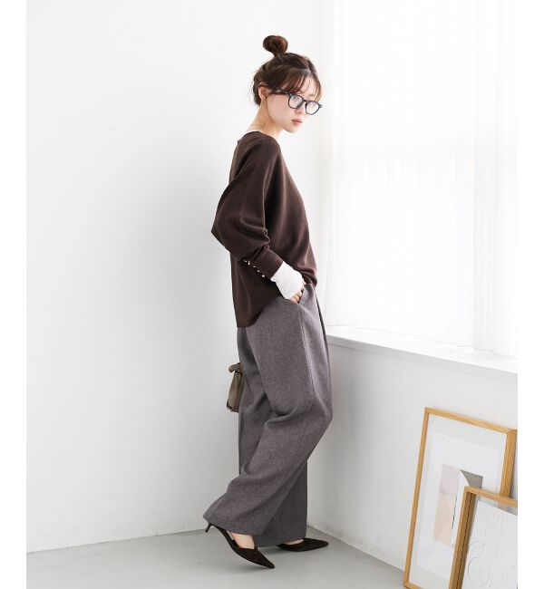  「《手洗い可能》ジュエリーボタンスリーブニット」|ニット・セーター|