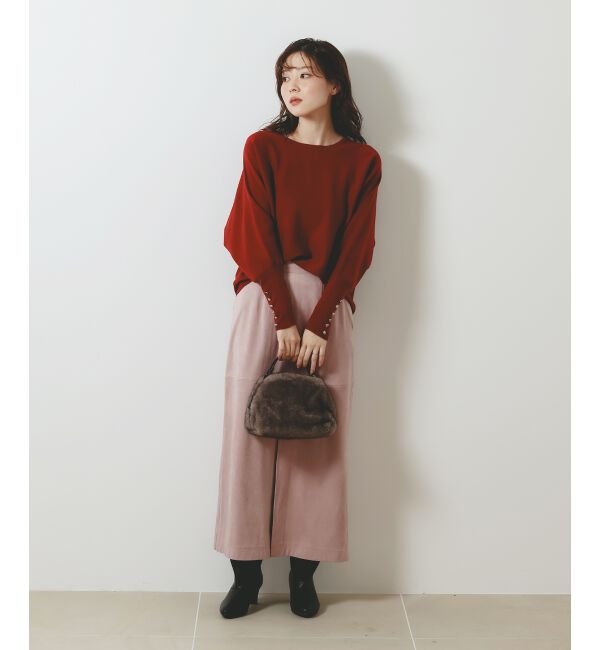  「《手洗い可能》ジュエリーボタンスリーブニット」|ニット・セーター|